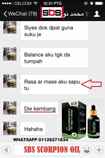 Testimoni sbs Scorpion oil